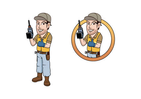 Cabinet maker construction worker design illustration vector eps format , suitable for your design needs, logo, illustration, animation, etc.のイラスト素材