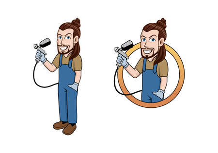 Spray painting worker design illustration vector eps format , suitable for your design needs, logo, illustration, animation, etc.のイラスト素材