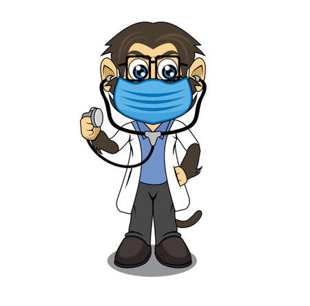 Monkey doctor cartoon character design illustration vector eps format , suitable for your design needs, logo, illustration, animation, etc.のイラスト素材