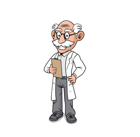 Professor old man cartoon character design illustration vector eps format , suitable for your design needs, logo, illustration, animation, etc.のイラスト素材