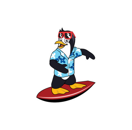 Penguin cartoon character on the beach design illustration vector eps format , suitable for your design needs, logo, illustration, animation, etc.のイラスト素材