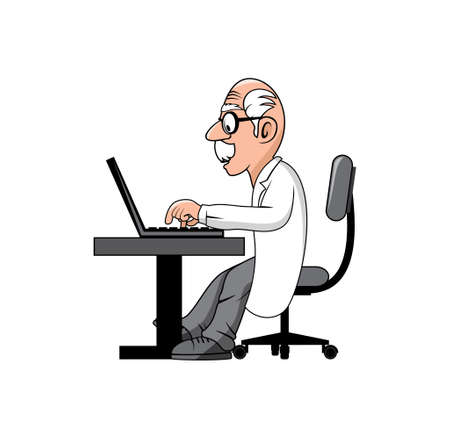 Professor old man cartoon character design illustration vector eps format , suitable for your design needs, logo, illustration, animation, etc.のイラスト素材