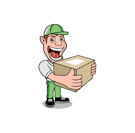 Funny delivery worker smiling design illustration vector eps format , suitable for your design needs, logo, illustration, animation, etc.のイラスト素材