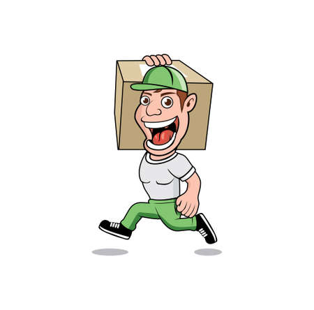 Funny delivery worker smiling design illustration vector eps format , suitable for your design needs, logo, illustration, animation, etc.のイラスト素材