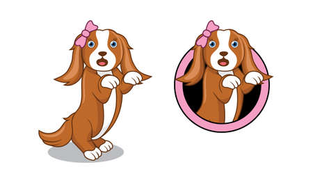 Cute dog cartoon character design illustration , suitable for your design needs, logo, illustration, animation, etc.のイラスト素材