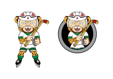 Cheetahs hockey player cartoon character design illustration , suitable for your design needs, logo, illustration, animation, etc.のイラスト素材