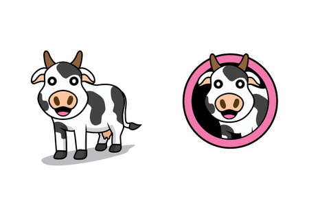 Cute cow cartoon character design illustration , suitable for your design needs, logo, illustration, animation, etc.のイラスト素材