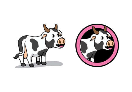 Cute cow cartoon character design illustration , suitable for your design needs, logo, illustration, animation, etc.のイラスト素材
