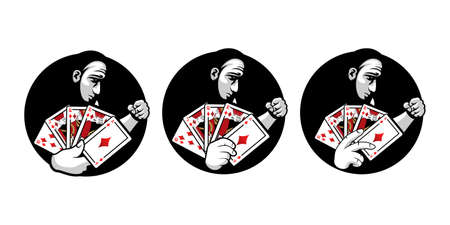 Poker logo character design illustrationのイラスト素材