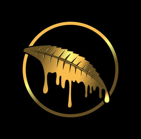 Gold cannabis marijuana leaf design illustrationのイラスト素材