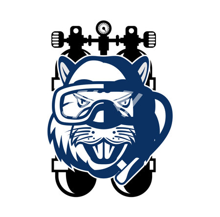 Beaver diver head design illustrationのイラスト素材