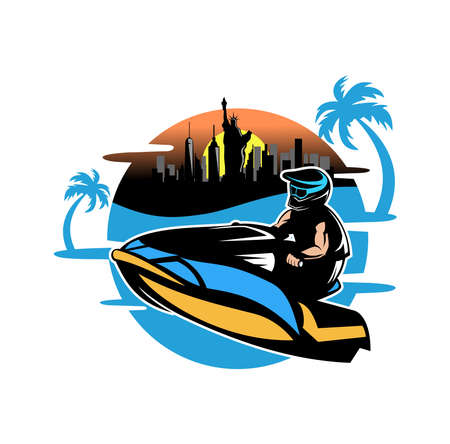 Jetski rider design illustrationのイラスト素材