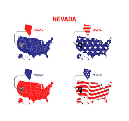 Nevada map usa map with usa flag design illustrationのイラスト素材