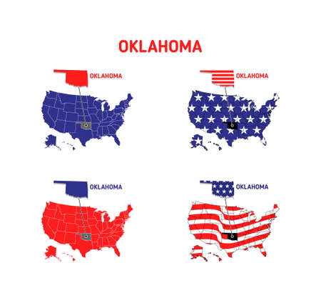 Oklahoma map with usa flag design illustrationのイラスト素材