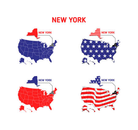 New York map with usa flag design illustration vector eps format , suitable for your design needs, logo, illustration, animation, etc.のイラスト素材
