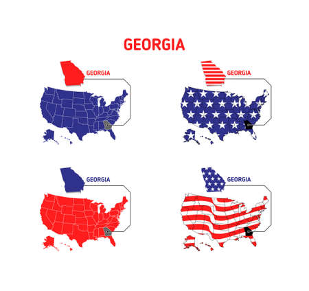 Georgia map with usa flag design illustrationのイラスト素材