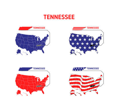Tennessee map with usa flag design illustration vector eps format , suitable for your design needs, logo, illustration, animation, etc.のイラスト素材
