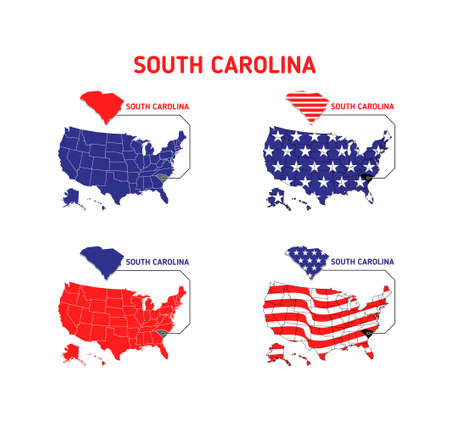 South Carolina  map with usa flag design illustration vector eps format , suitable for your design needs, logo, illustration, animation, etc.のイラスト素材