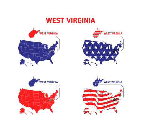 West Virginia map with usa flag design illustration vector eps format , suitable for your design needs, logo, illustration, animation, etc.のイラスト素材