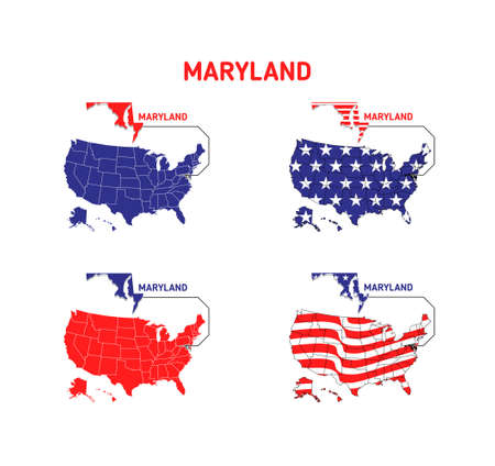 Maryland map with usa flag design illustration vector eps format , suitable for your design needs, logo, illustration, animation, etc.のイラスト素材