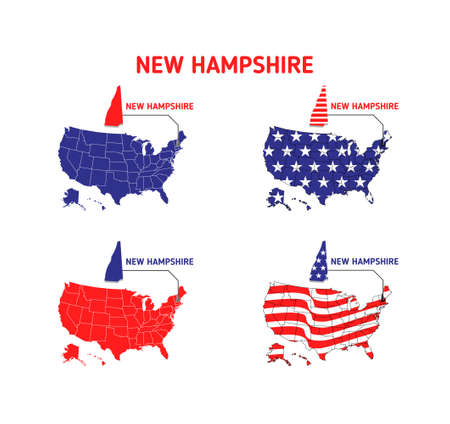 New Hampshire map with usa flag design illustration vector eps format , suitable for your design needs, logo, illustration, animation, etc.のイラスト素材