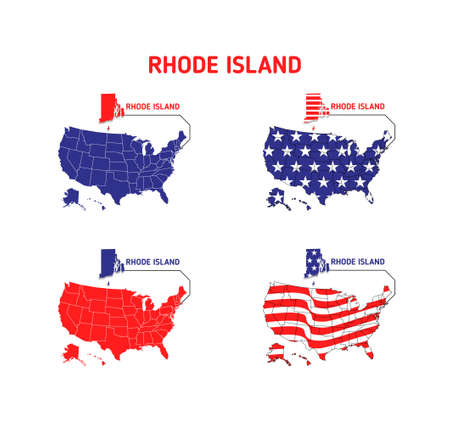 Rhode Island map with usa flag design illustration vector eps format , suitable for your design needs, logo, illustration, animation, etc.のイラスト素材