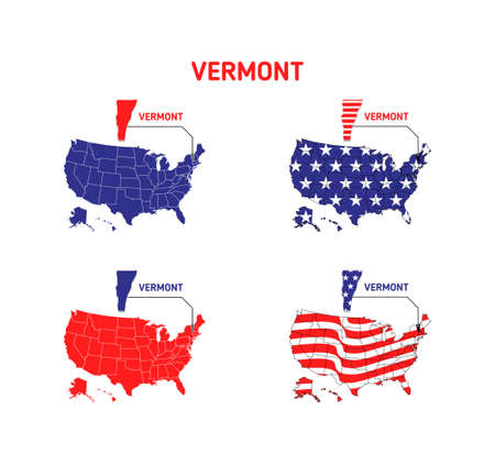 Vermont map with usa flag design illustration vector eps format , suitable for your design needs, logo, illustration, animation, etc.のイラスト素材