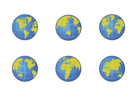 Set of globe map design illustrationのイラスト素材