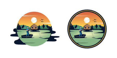 Cartoon fishing design illustrationのイラスト素材