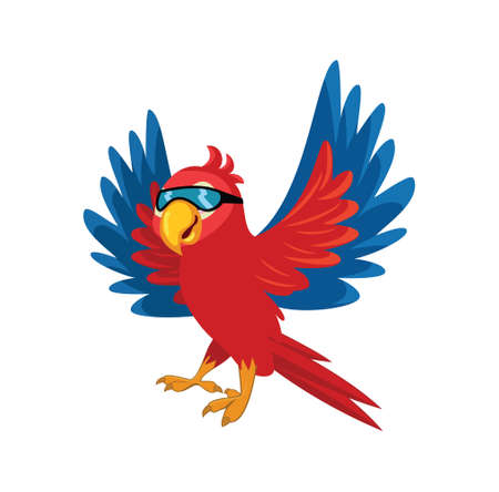 Cartoon character parrot birds design illustrationのイラスト素材