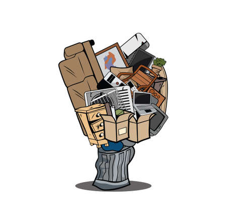 Trash can full of household junk design illustration vector eps format , suitable for your design needs, logo, illustration, animation, etc.のイラスト素材