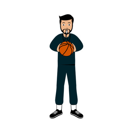 Basketball Coach Character Design Illustration vector eps format , suitable for your design needs, logo, illustration, animation, etc.のイラスト素材