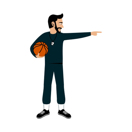 Basketball Coach Character Design Illustration vector eps format , suitable for your design needs, logo, illustration, animation, etc.のイラスト素材