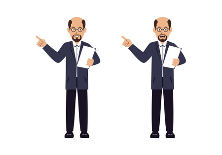 Professor Cartoon Character Design Illustration vector eps format , suitable for your design needs, logo, illustration, animation, etc.のイラスト素材