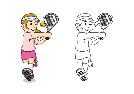 Tennis Player Cartoon Design Illustration vector eps format , suitable for your design needs, logo, illustration, animation, etc.のイラスト素材
