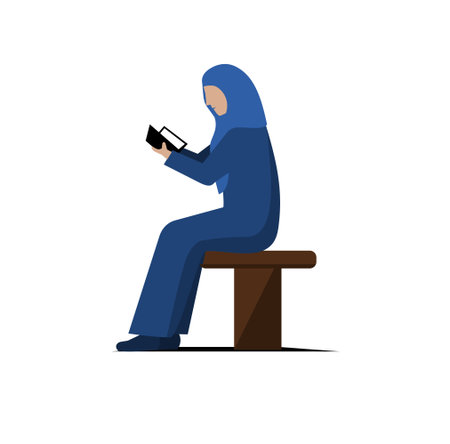 Muslim Woman Read Book Design Illustration vector eps format suitable for your design needs  illustration animation etcのイラスト素材