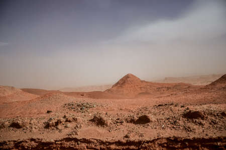 The dry arid desert landscape of the Moon Valley in Argentinaの写真素材
