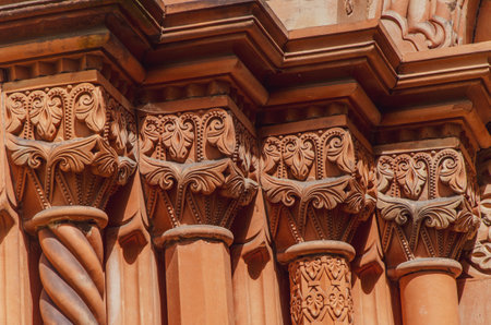 Decorative retro vintage orange column wall texture