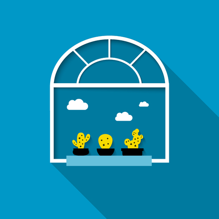 Cactus Located on the window shelfのイラスト素材
