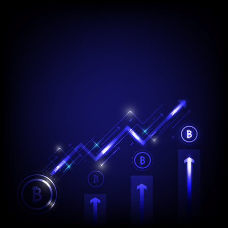 Graph of increase Bitcoin in Earth with Bitcoin Vector illustration.のイラスト素材