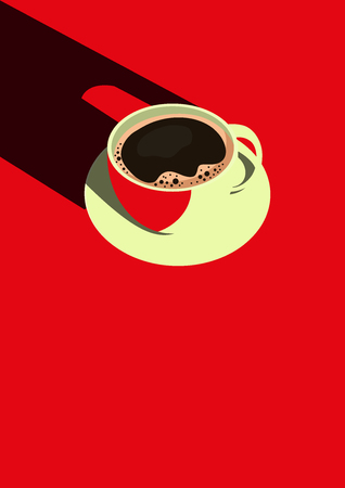 Minimal Design Poster Coffee Cup And Color Red Background & Good Morning Text. Top View Coffee vector and Illustrationのイラスト素材
