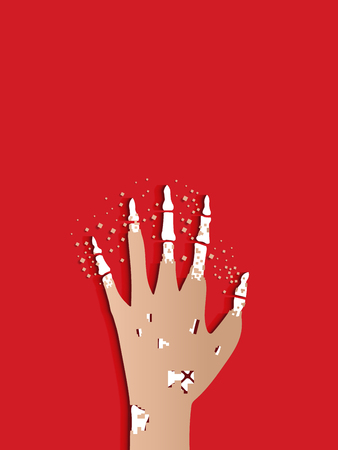 concept in halloween day People will become ghosts or skeleton. poster and vector background color redのイラスト素材