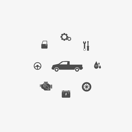 Car Garage icons set vectorのイラスト素材