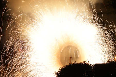 Fireworks at a traditional regional event in Mikawa