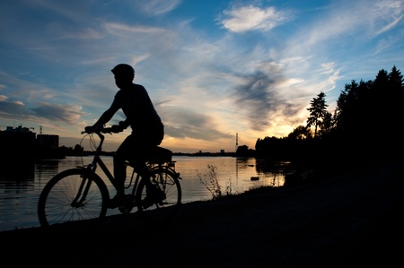 Cyclist silhoutteの写真素材
