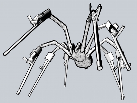 handicaped spider with crutchesのイラスト素材