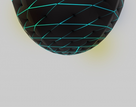 half disco conceptual sphere greeting card on grey as wallpaper postcard renderingの写真素材