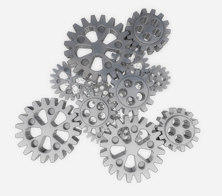 group of metallic cogwheels spare parts background illustration