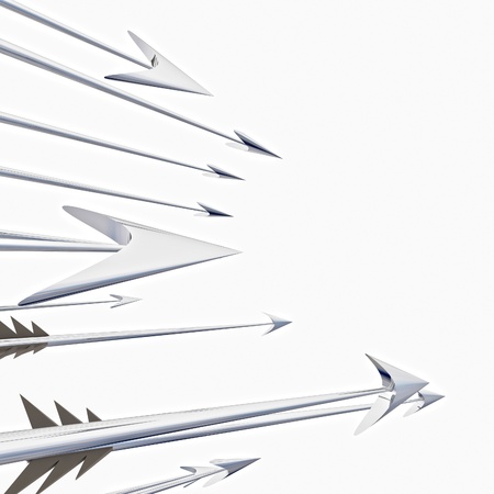 Flying metallic  darts and arrows detailed illustrationの写真素材