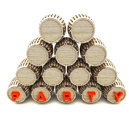 several barrels of wine drink party storage render illustration